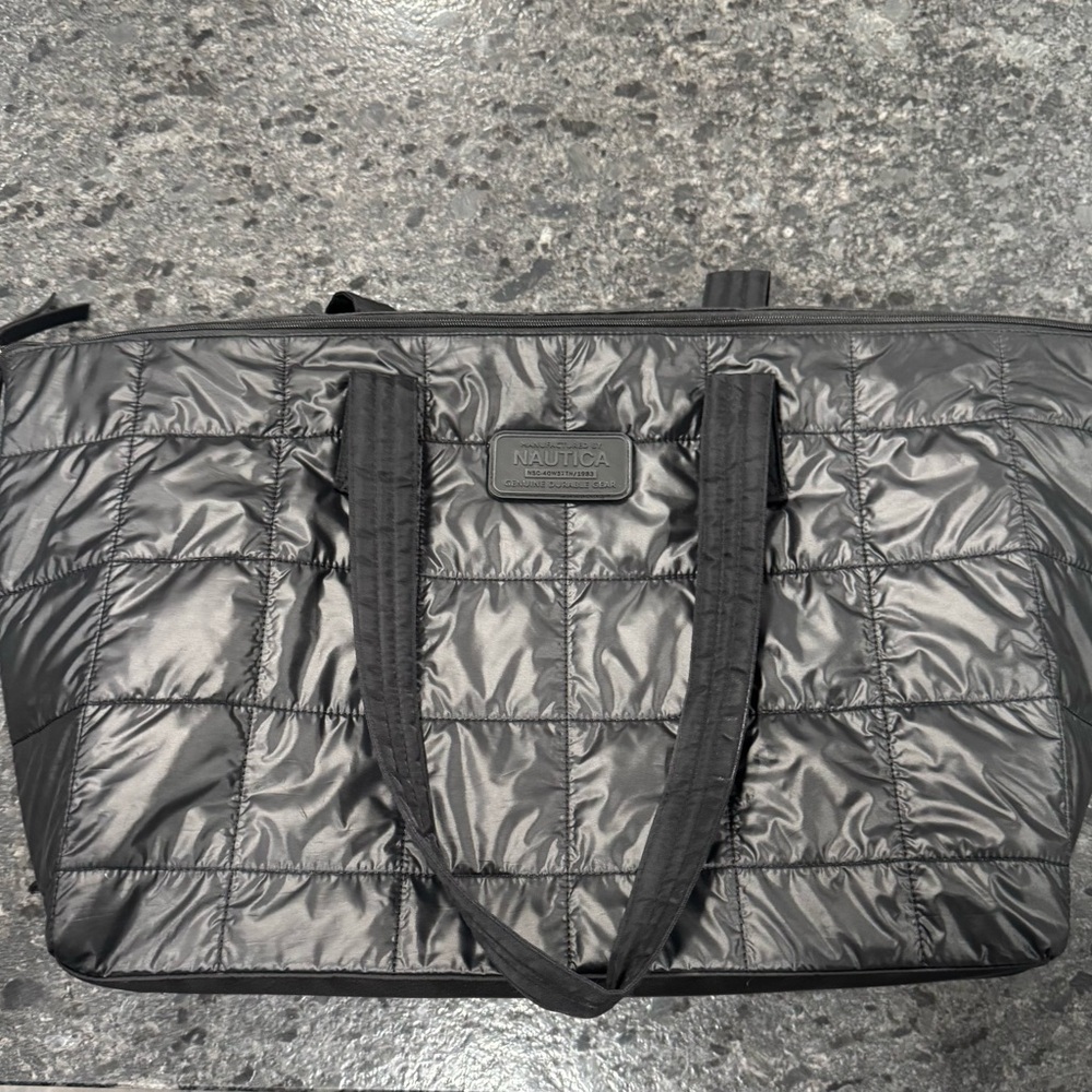 Black Quilted Weekender Duffel Bag Travel Gym Carry On Lightweight - Nautica